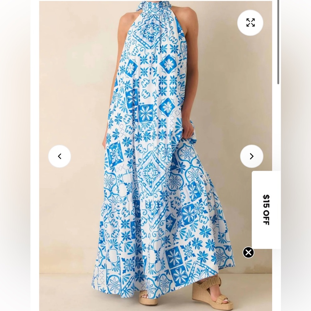 Prosperina Blue and White Maxi Dress - NEW W/O TAGS